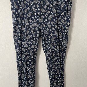 Paisley Print Pants -Navy Blue